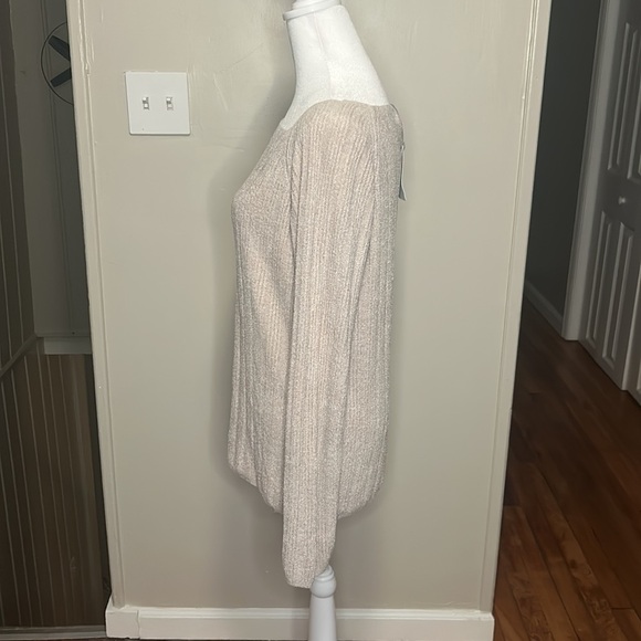 Barefoot Dreams CozyChic Lite Rib Blocked Pullover In Silver Ice NWT Size Large - Picture 7 of 12